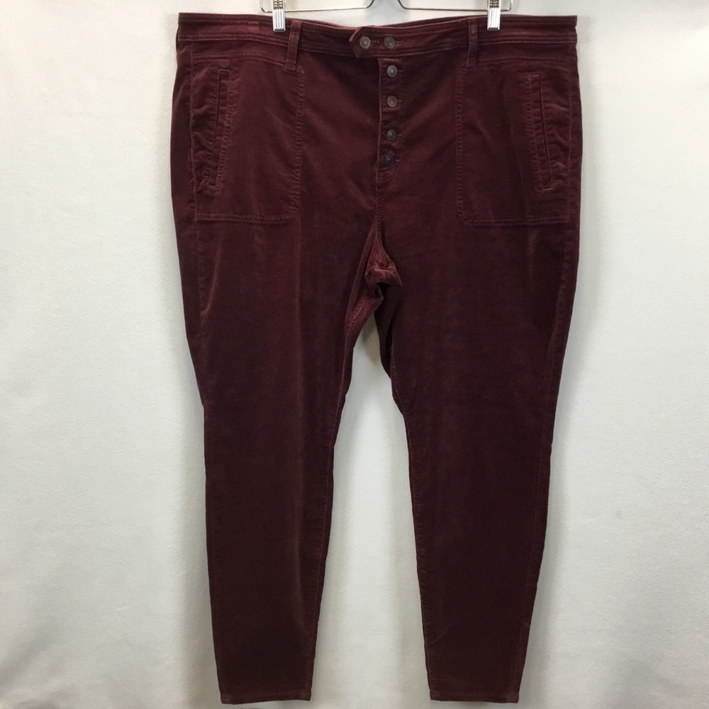American Eagle Maroon Corduroy Hi-Rise Super Stretch Jegging
